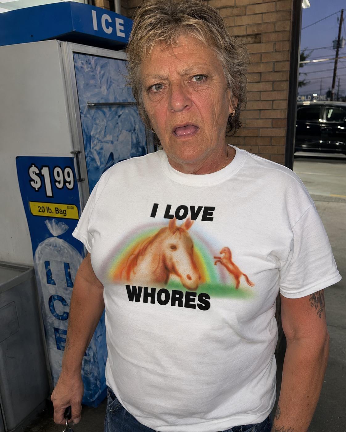 Airbrushed I Love Whores Tee