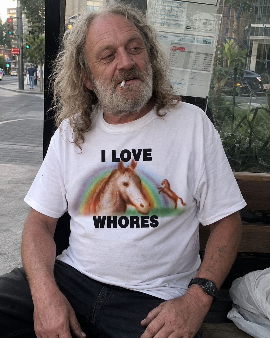 Airbrushed I Love Whores Tee